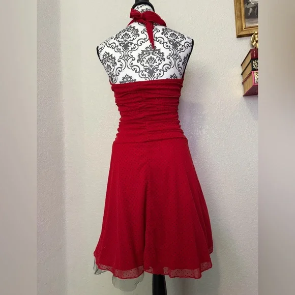 Love Tease Red Mini Dress with Polka Dots - Picture 3 of 4